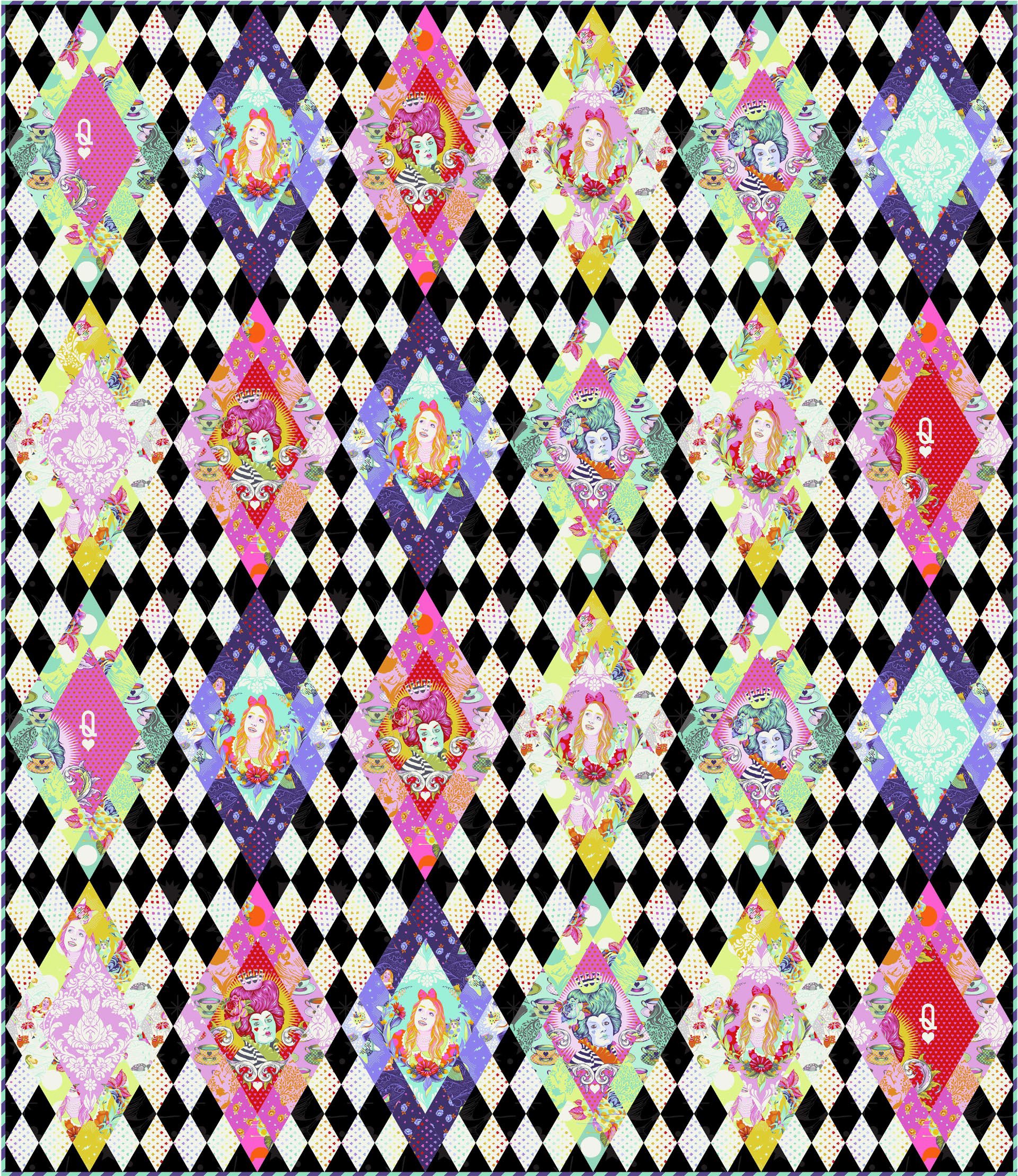 kolekce látek Curiouser & Curiouser návrhářka Tula Pink dětská metráž látky s motivy Alenka v říši divů prodej VierMa návod na quilt ke stažení zdarma 1